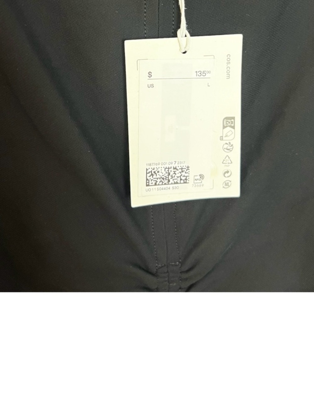 COS Black Ruched Front Maxi Dress, Size L -NWT - Picture 6 of 9